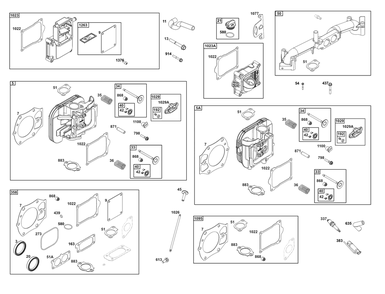 Cylinder Head Group Diagram and Parts List for 613777-0013-J1 400000 - 699999 Briggs and Stratton Engine